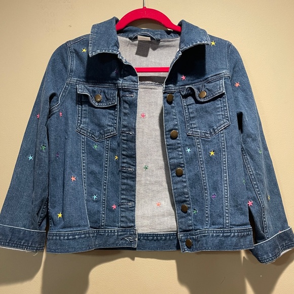 NWOT Hanna Andersson Best Friends Jean Jacket Size 12 (150cm) with Stars - Picture 4 of 7